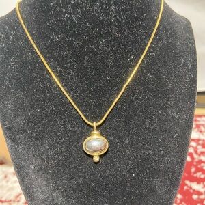 Liz Claiborne Gold Tone Snake Chain Pendant Necklace